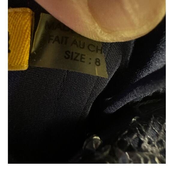 Alice + Olivia Mini Dress Blue Sequin Lace Strapless Peplum Pencil - Picture 9 of 10